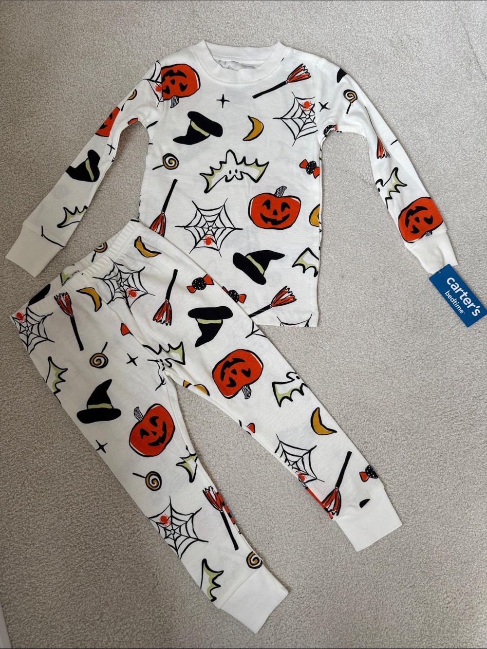 NWT! Carter's Halloween Pumpkin & Witch Pajama Set
